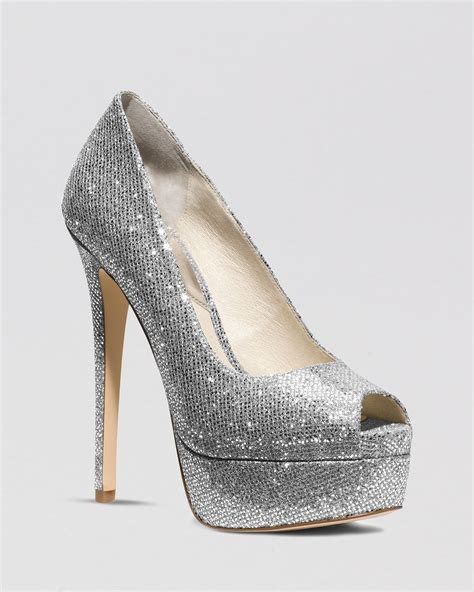 michael kors silver heels|michael kors block heel pumps.